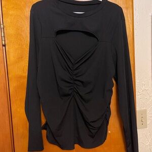 SHEIN Black Ruched Long Sleeve Top